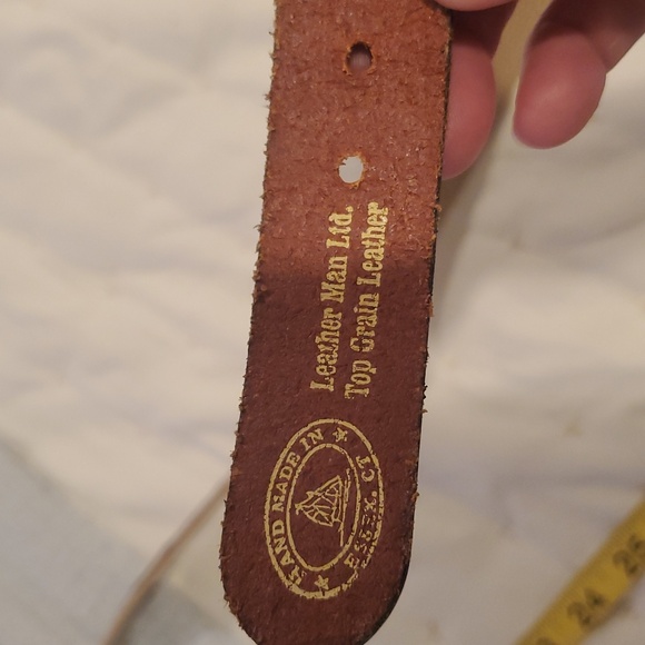Vintage Leather Man Ltd Essex CT Nautical Flags Belt Men's Size 44 - Picture 6 of 6